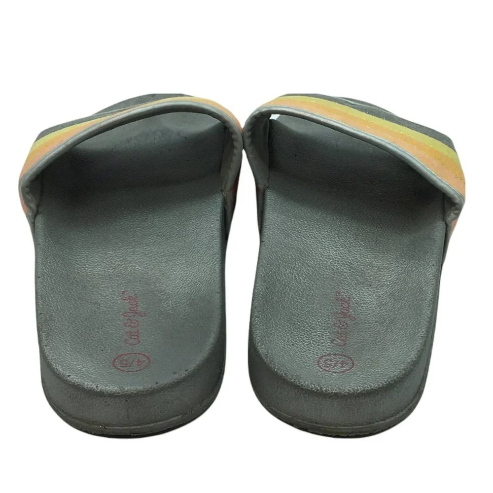 Cat & Jack slides sandals glitter‎ striped multicolor Size 4/5 Open Toe